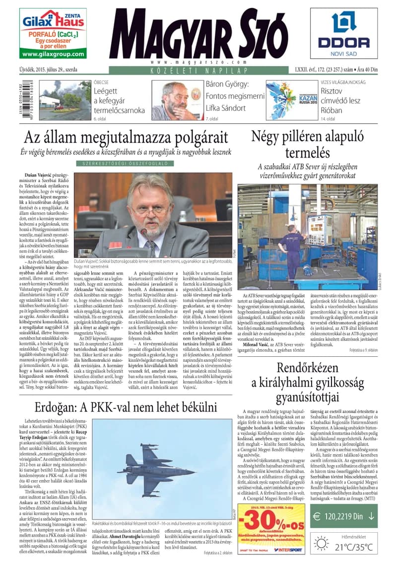 Magyar Szó, 72. évf. 2015. július 29. 172. sz. 1–16. oldal