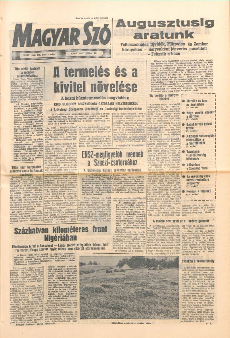 Magyar Szó, 24. évf. 1967. július 11. 188. sz. 1–12. oldal