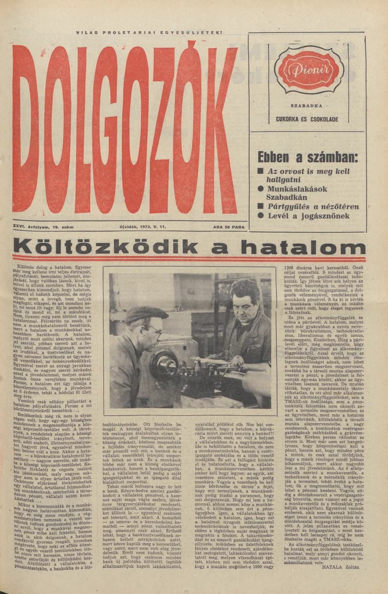 Dolgozók, 27. évf. 1973. május 11. 19. sz.