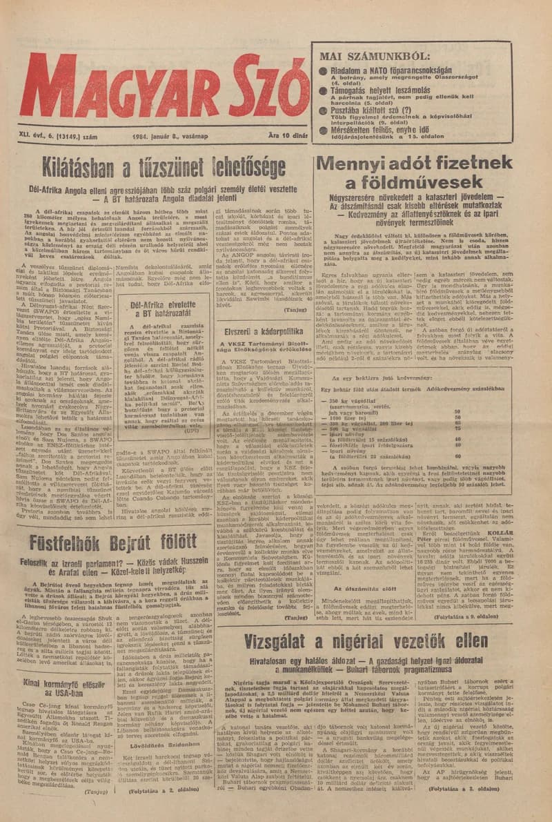Magyar Szó, 41. évf. 1984. január 8. 6. sz. 1–28. oldal
