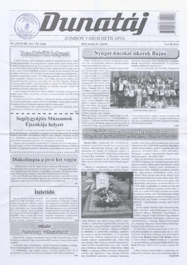 Dunatáj, 16. évf. 2014. május 21. 783. sz.