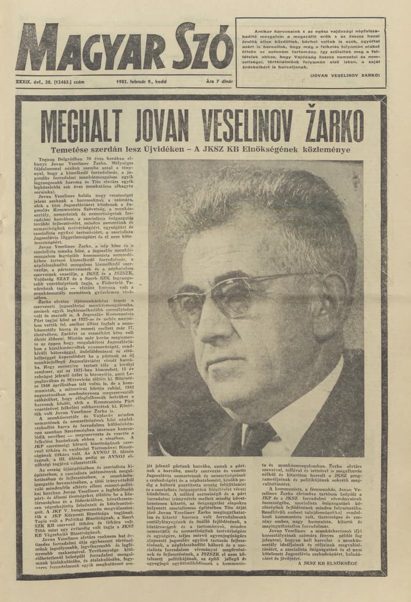 Magyar Szó, 39. évf. 1982. február 9. 38. sz. 1–10. oldal