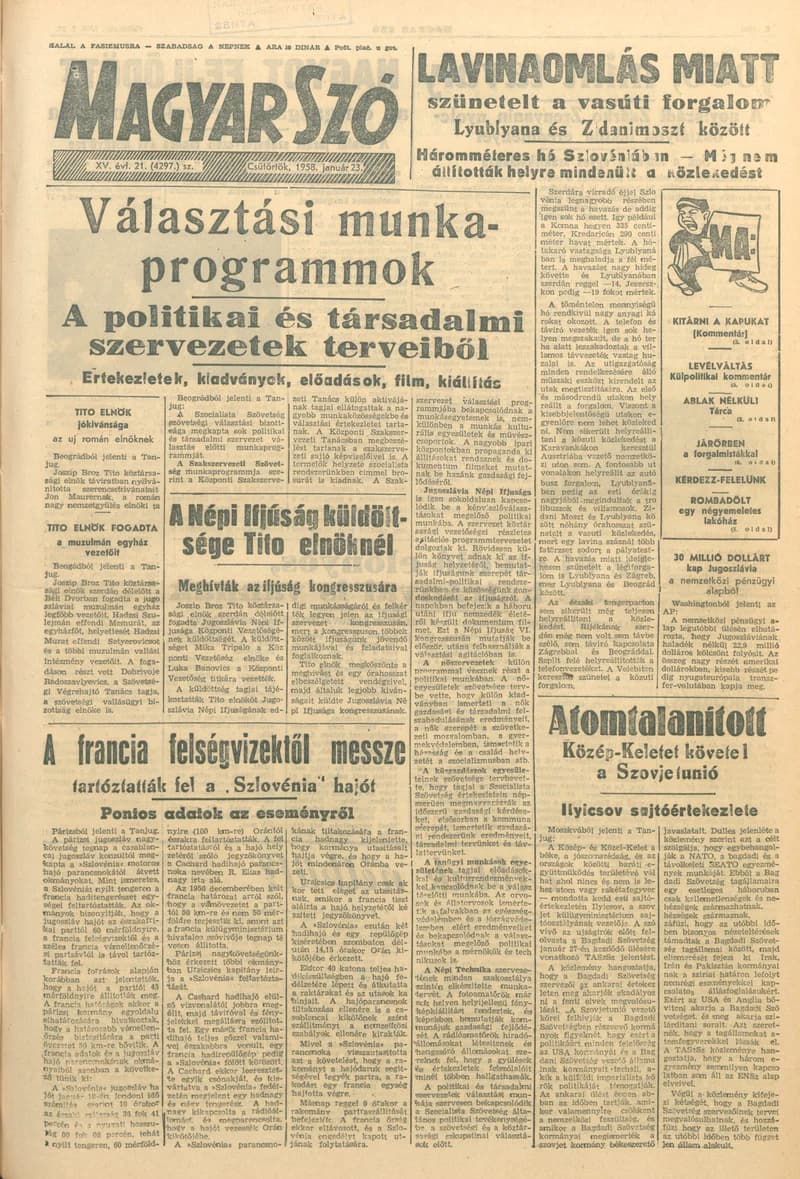 Magyar Szó, 15. évf. 1958. január 23. 21. sz. 1–10. oldal