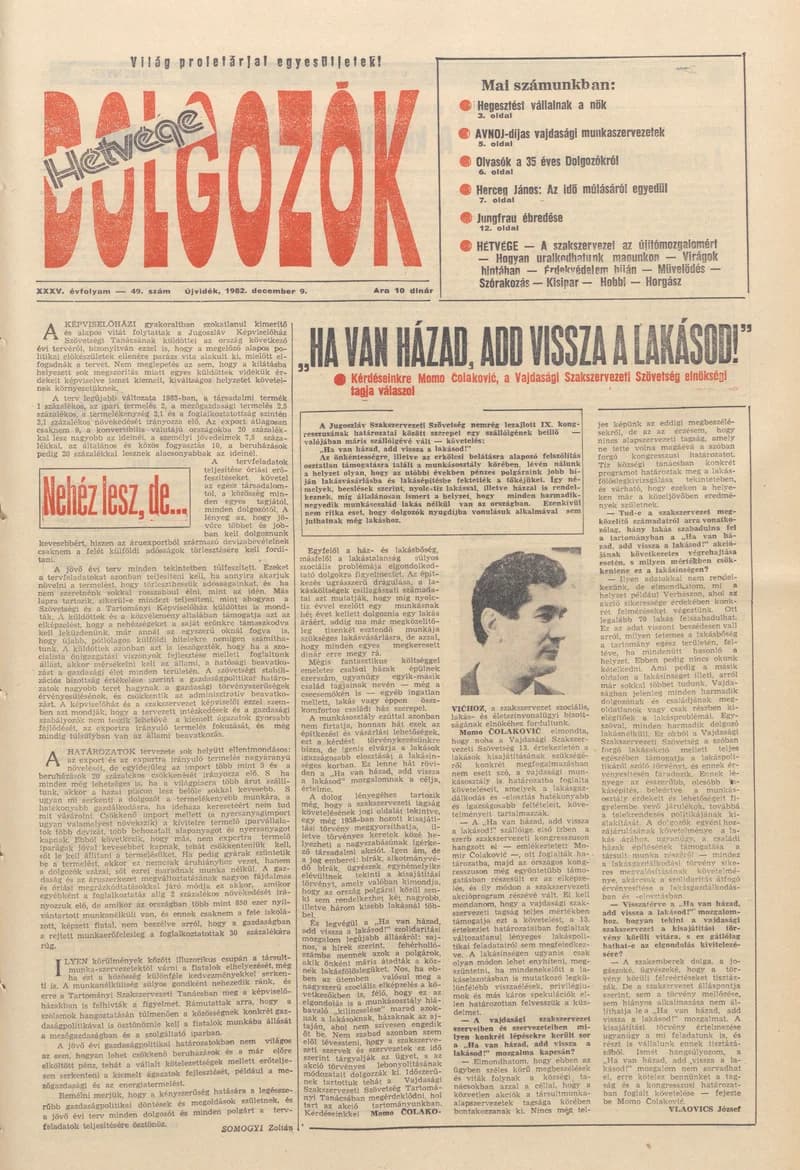 Dolgozók, 36. évf. 1982. december 9. 49. sz.