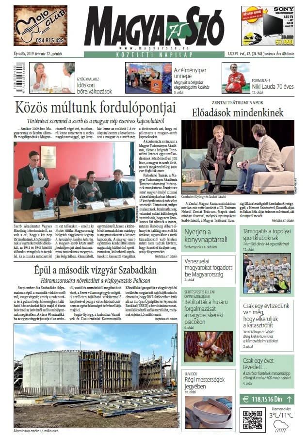 Magyar Szó, 76. évf. 2019. február 22. 42. sz. 1–16. oldal