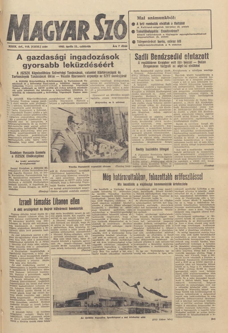 Magyar Szó, 39. évf. 1982. április 22. 110. sz. 1–24. oldal