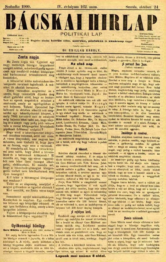 Bácskai Hirlap, 4. évf. 1900. október 24. 162. sz.