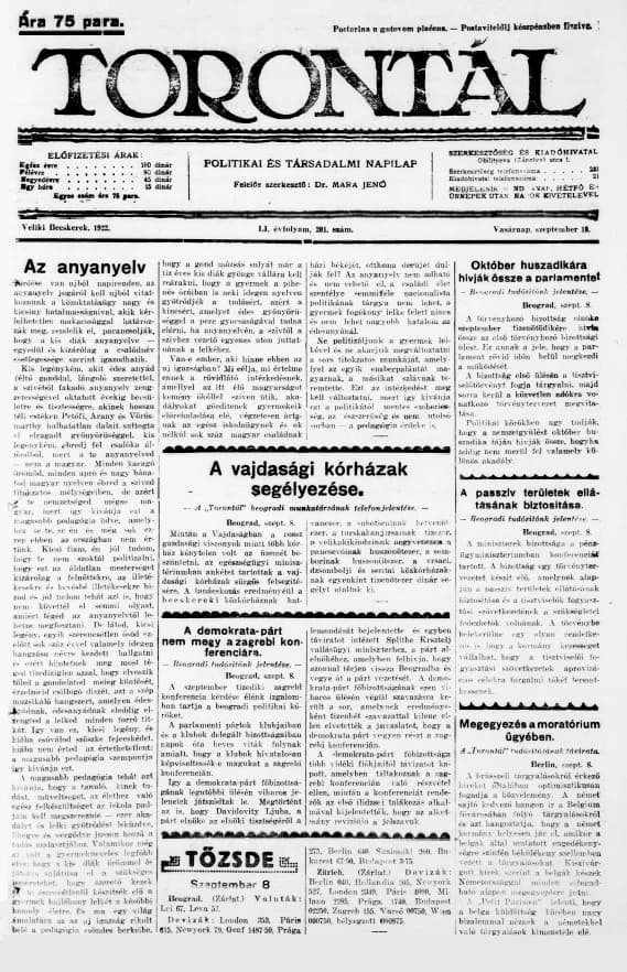 Torontál, 51. évf. 1922. szeptember 10. 201. sz.