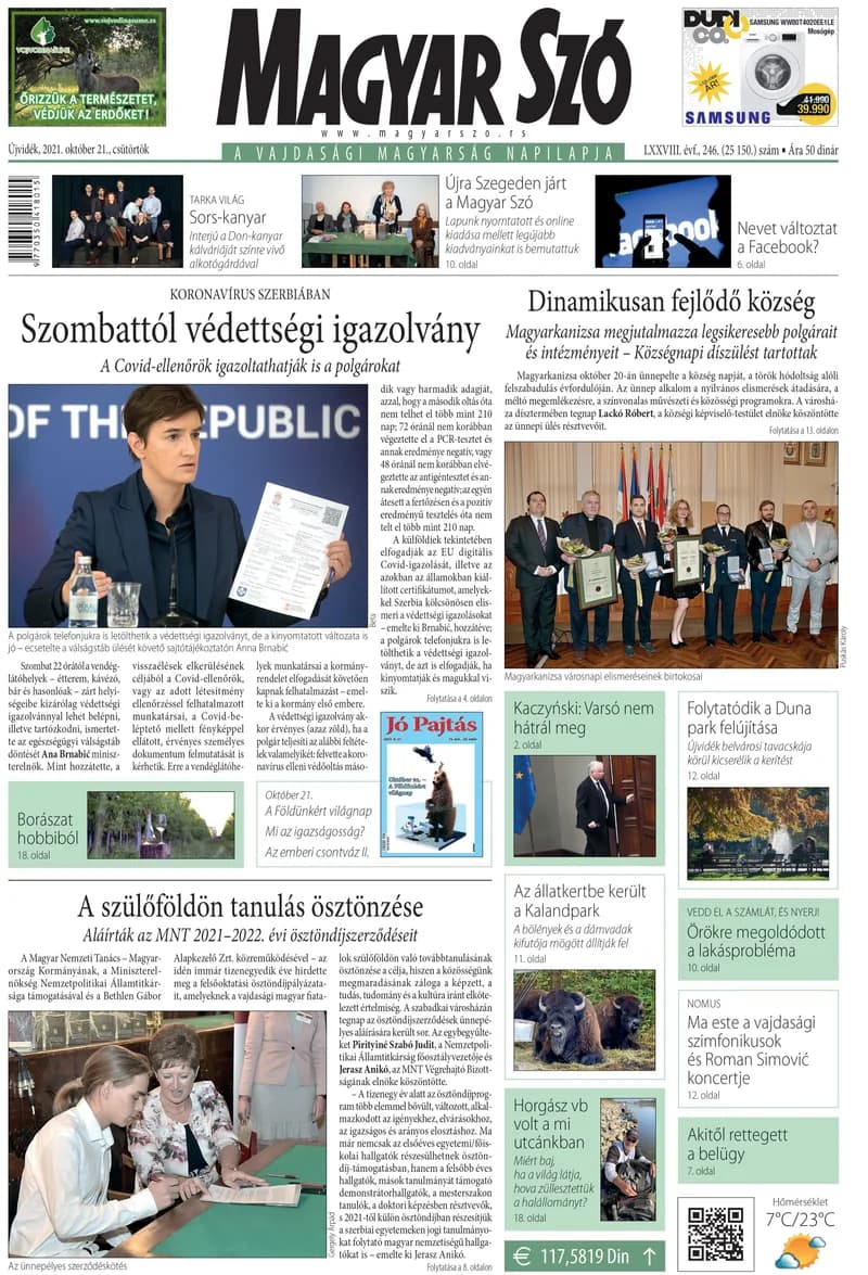 Magyar Szó, 78. évf. 2021. október 21. 246. sz. 1–20. oldal
