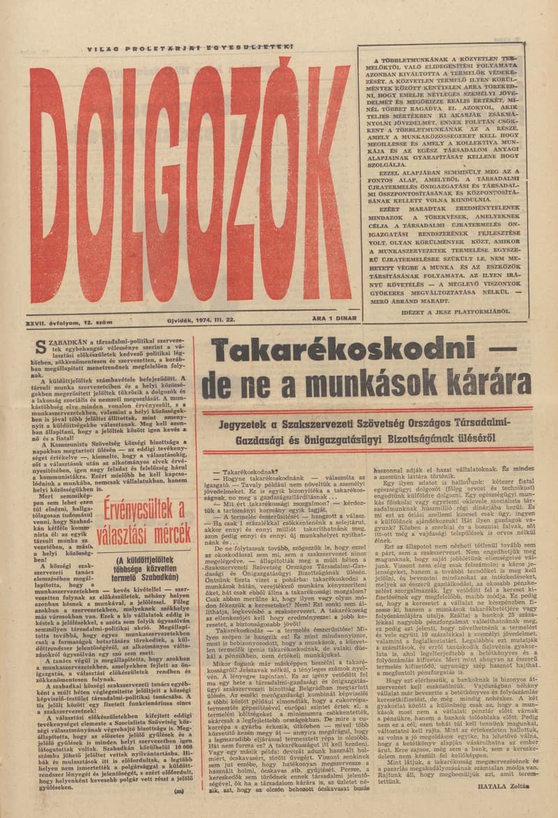 Dolgozók, 28. évf. 1974. március 22. 12. sz.