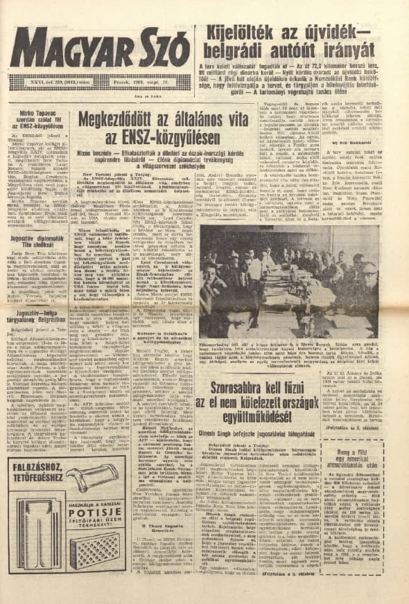 Magyar Szó, 26. évf. 1969. szeptember 19. 259. sz. 1–12. oldal