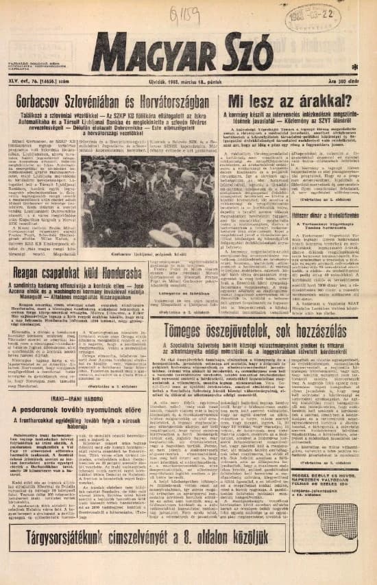 Magyar Szó, 45. évf. 1988. március 18. 76. sz. 1–24. oldal