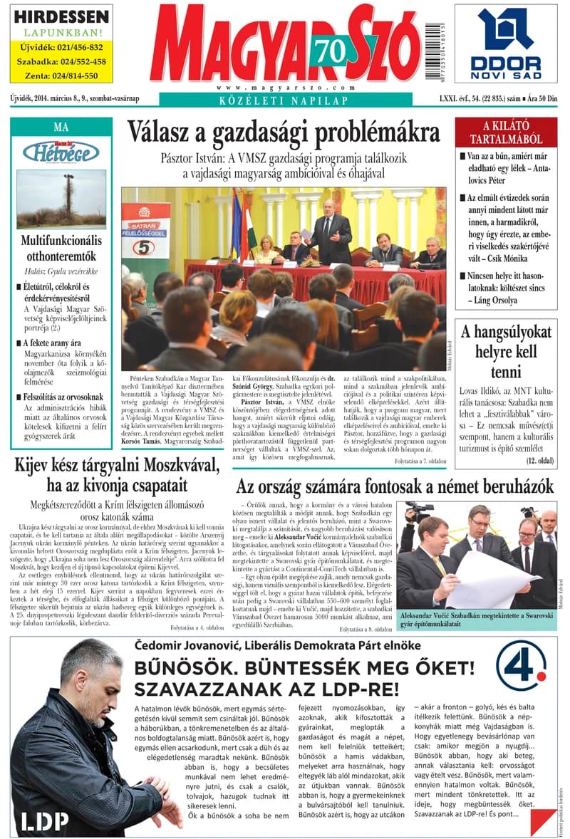 Magyar Szó, 71. évf. 2014. március 8. – 9. 54. sz. 1–32. oldal