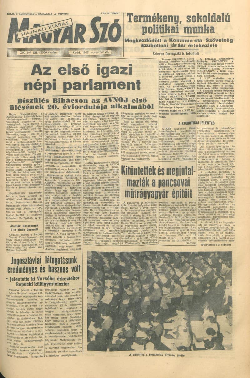 Magyar Szó, 19. évf. 1962. november 27. 328. sz.