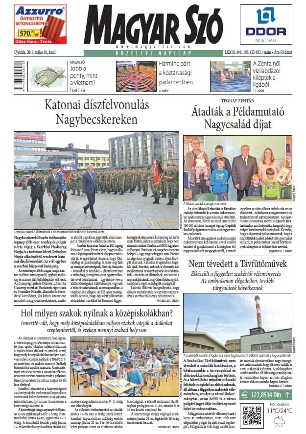 Magyar Szó, 73. évf. 2016. május 10. 105. sz. 1–20. oldal