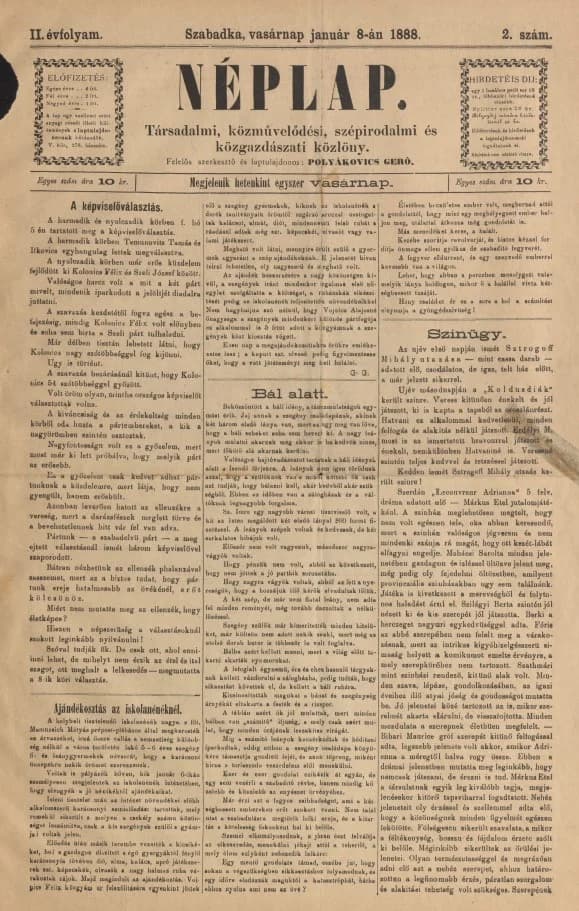 Néplap, 2. évf. 1888. január 8. 2. sz.