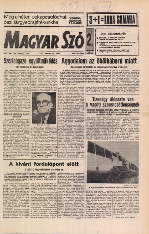 Magyar Szó, 44. évf. 1987. október 19. 288. sz. 1–20. oldal