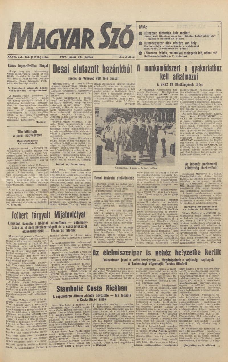 Magyar Szó, 36. évf. 1979. június 22. 169. sz. 1–20. oldal