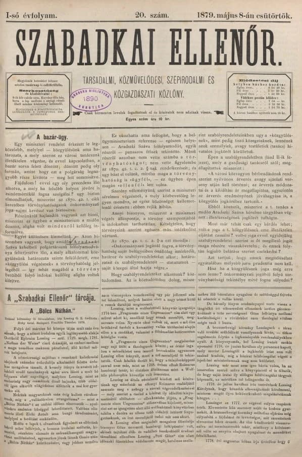 Szabadkai Ellenőr, 1. évf. 1879. május 8. 20. sz.