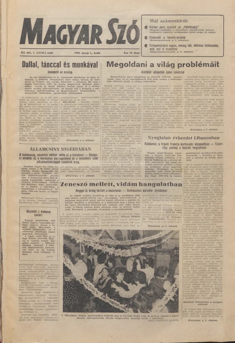 Magyar Szó, 41. évf. 1984. január 3. 1. sz. 1–16. oldal