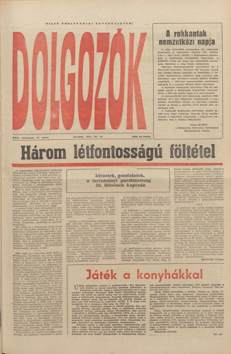 Dolgozók, 27. évf. 1973. március 16. 11. sz.
