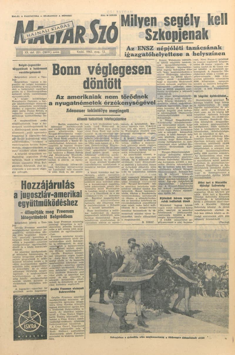 Magyar Szó, 20. évf. 1963. augusztus 13. 221. sz. 1–14. oldal