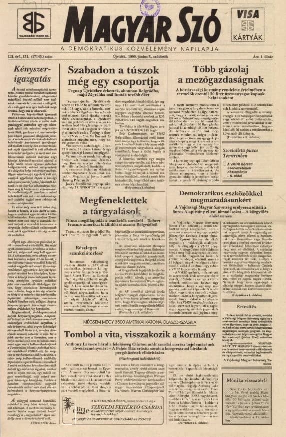 Magyar Szó, 52. évf. 1995. június 8. 131. sz. 1–16. oldal