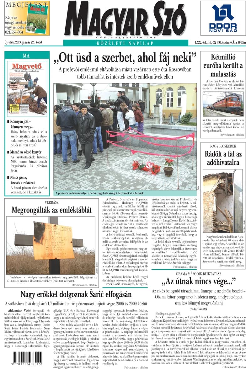 Magyar Szó, 70. évf. 2013. január 22. 16. sz. 1–20. oldal