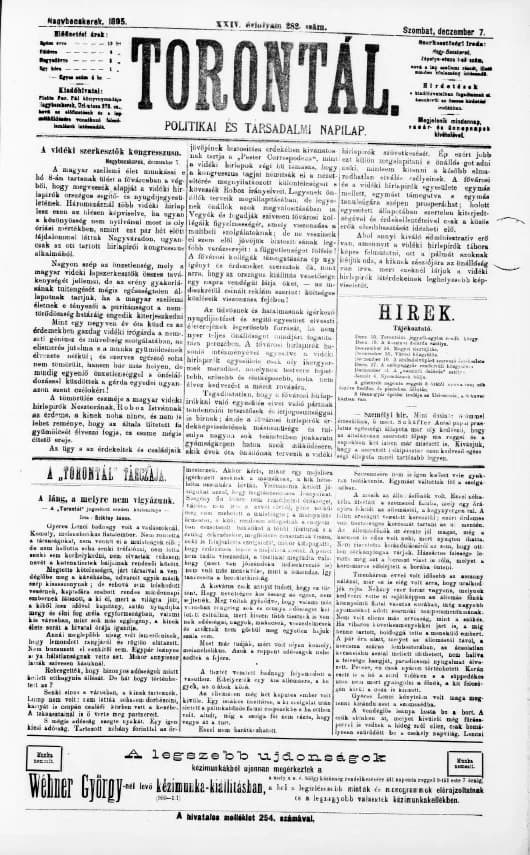 Torontál, 24. évf. 1895. december 7. 282. sz.