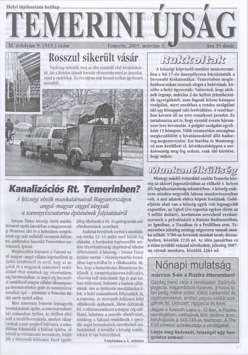 Temerini Újság, 11. évf. 2005. március 3. 9. sz.