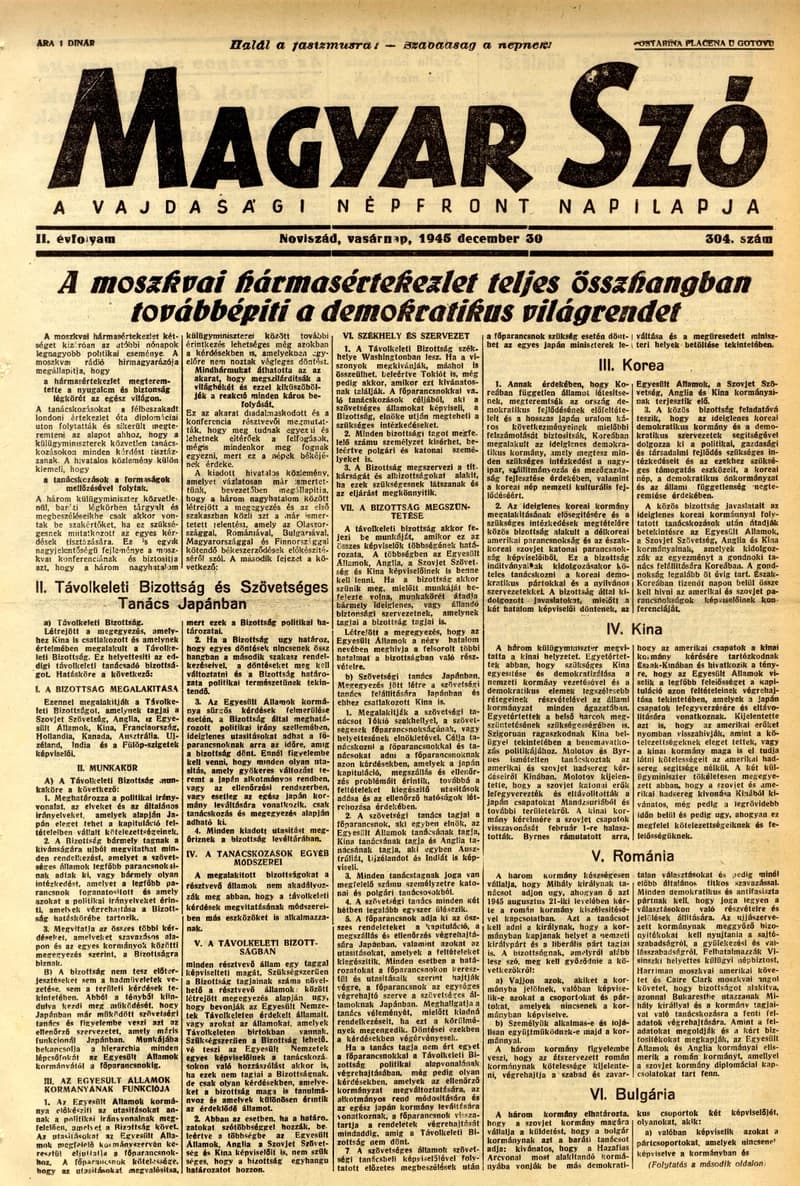 Magyar Szó, 2. évf. 1945. december 30. 304. sz. 1–4. oldal