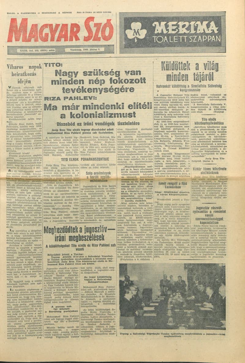 Magyar Szó, 23. évf. 1966. június 5. 152. sz.