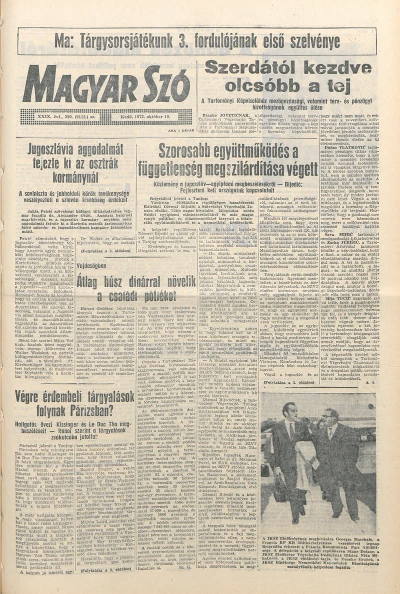 Magyar Szó, 29. évf. 1972. október 10. 280. sz. 1–20. oldal