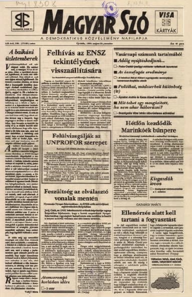 Magyar Szó, 52. évf. 1995. május 13. 109. sz. 1–16. oldal