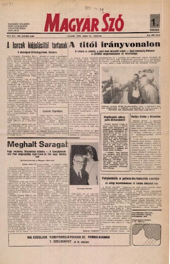 Magyar Szó, 45. évf. 1988. június 12. 160. sz. 1–32. oldal