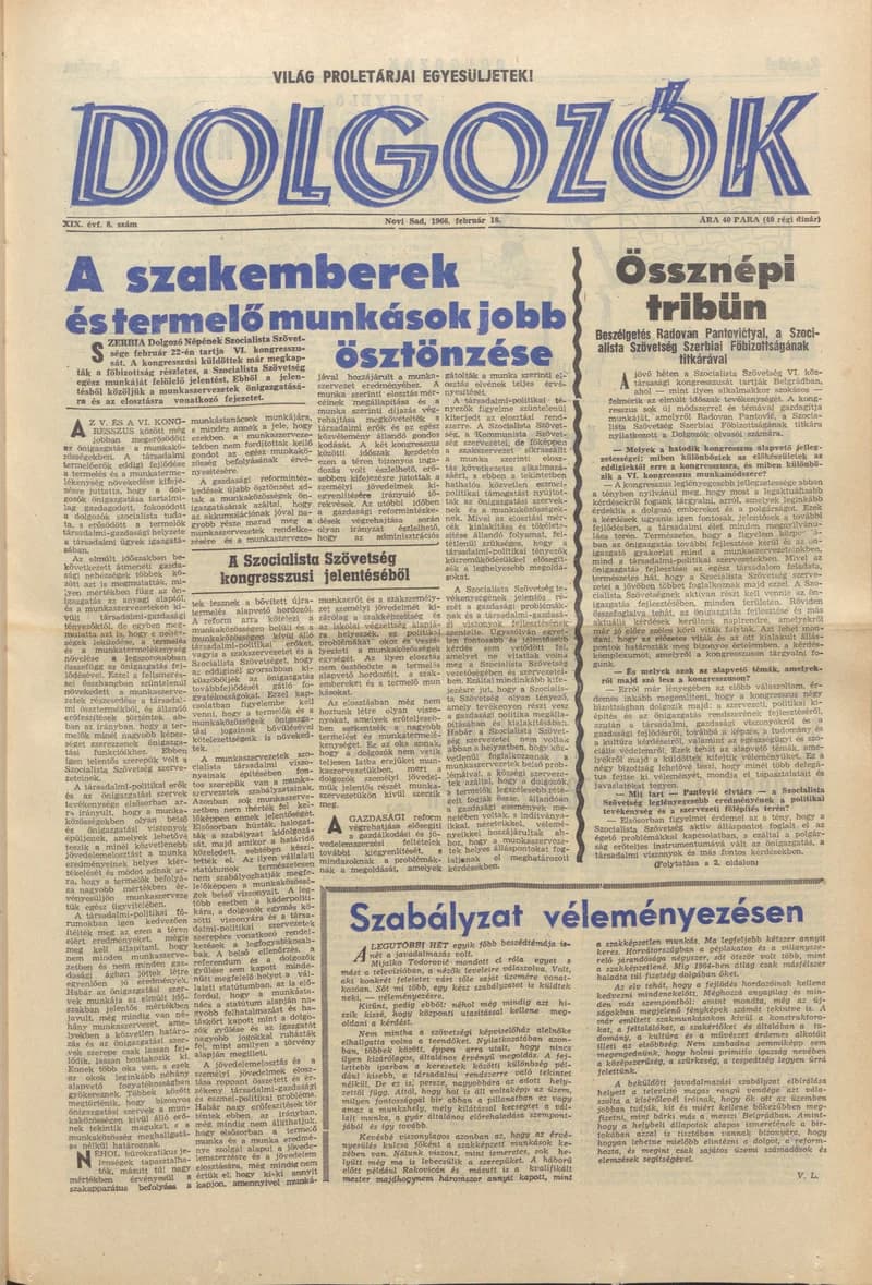 Dolgozók, 20. évf. 1966. február 18. 8. sz.