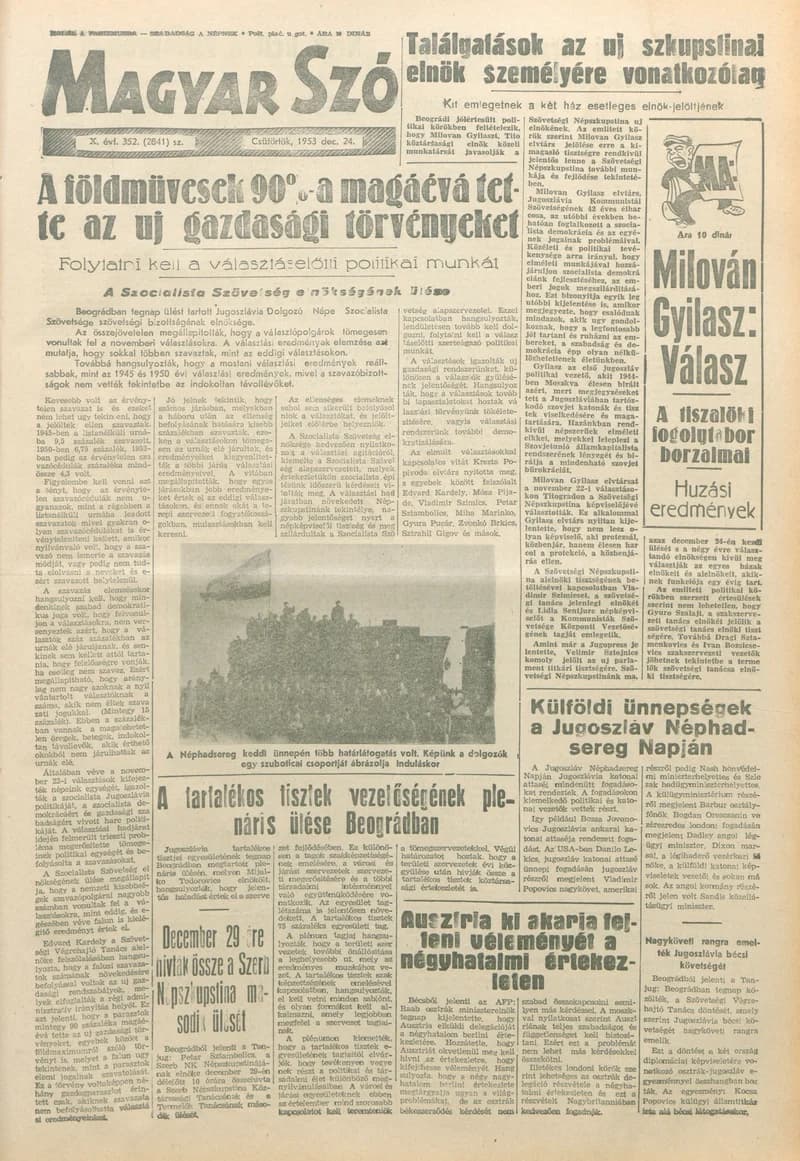 Magyar Szó, 10. évf. 1953. december 24. 352. sz. 1–12. oldal