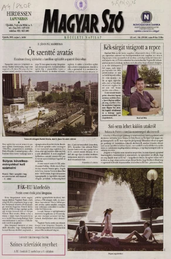 Magyar Szó, 60. évf. 2003. május 5. 104. sz. 1–16. oldal