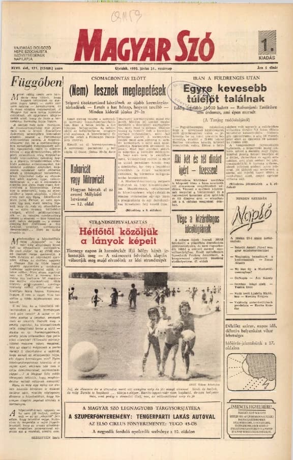 Magyar Szó, 47. évf. 1990. június 24. 171. sz. 1–32. oldal
