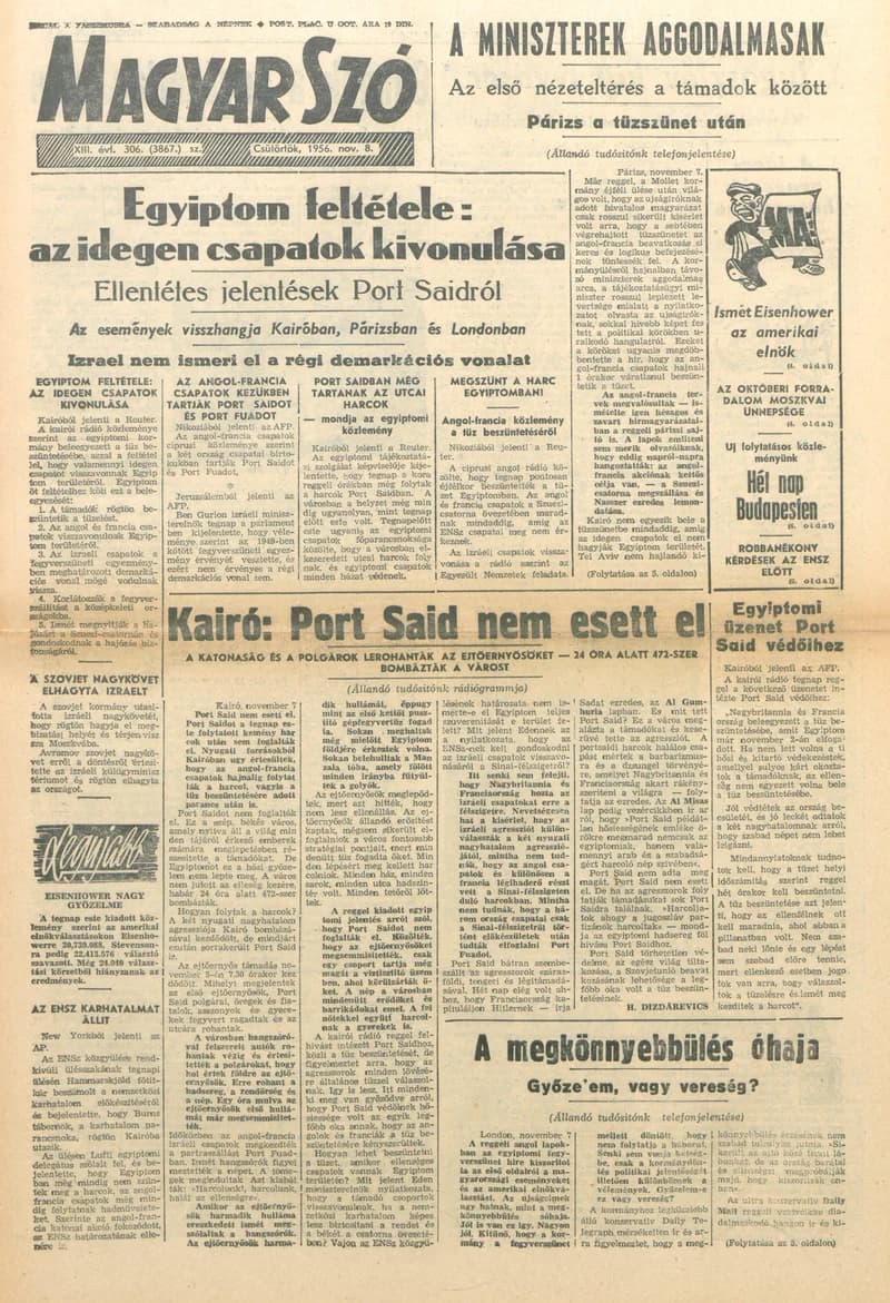 Magyar Szó, 13. évf. 1956. november 8. 306. sz. 1–8. oldal