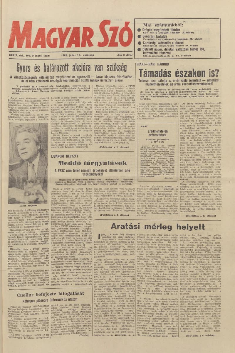 Magyar Szó, 39. évf. 1982. július 18. 195. sz. 1–28. oldal