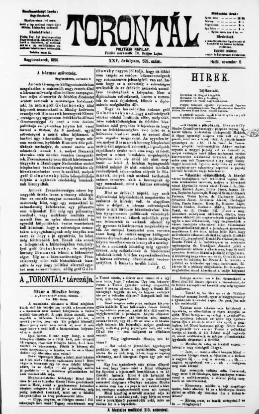 Torontál, 25. évf. 1896. november 9. 258. sz.
