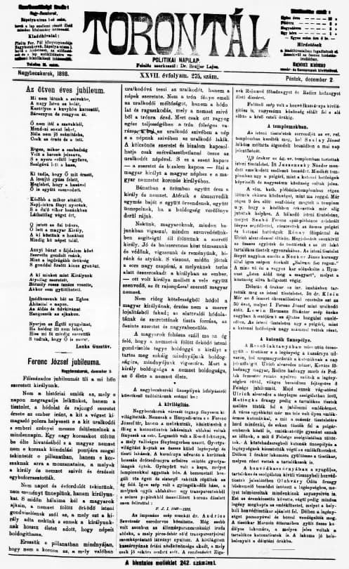 Torontál, 27. évf. 1898. december 2. 275. sz.