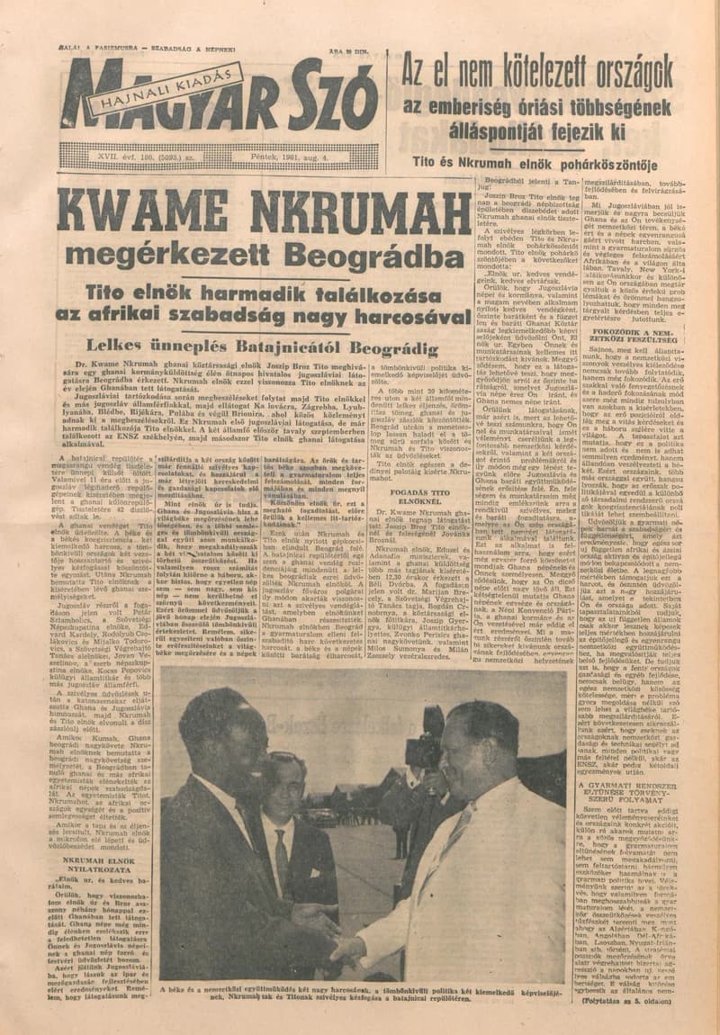 Magyar Szó, 18. évf. 1961. augusztus 4. 180. sz. 1–12. oldal