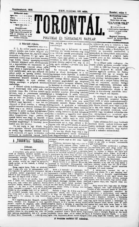 Torontál, 24. évf. 1895. május 11. 109. sz.