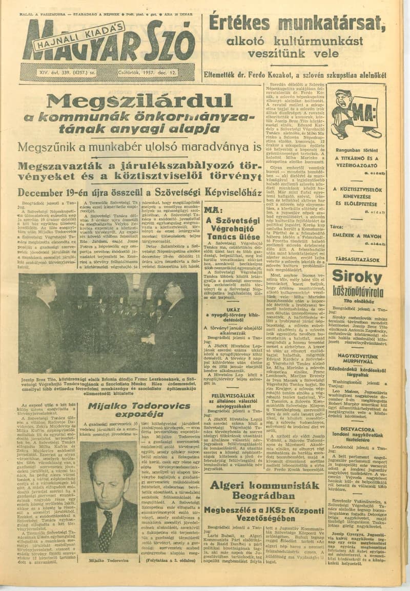 Magyar Szó, 14. évf. 1957. december 12. 339. sz. 1–16. oldal
