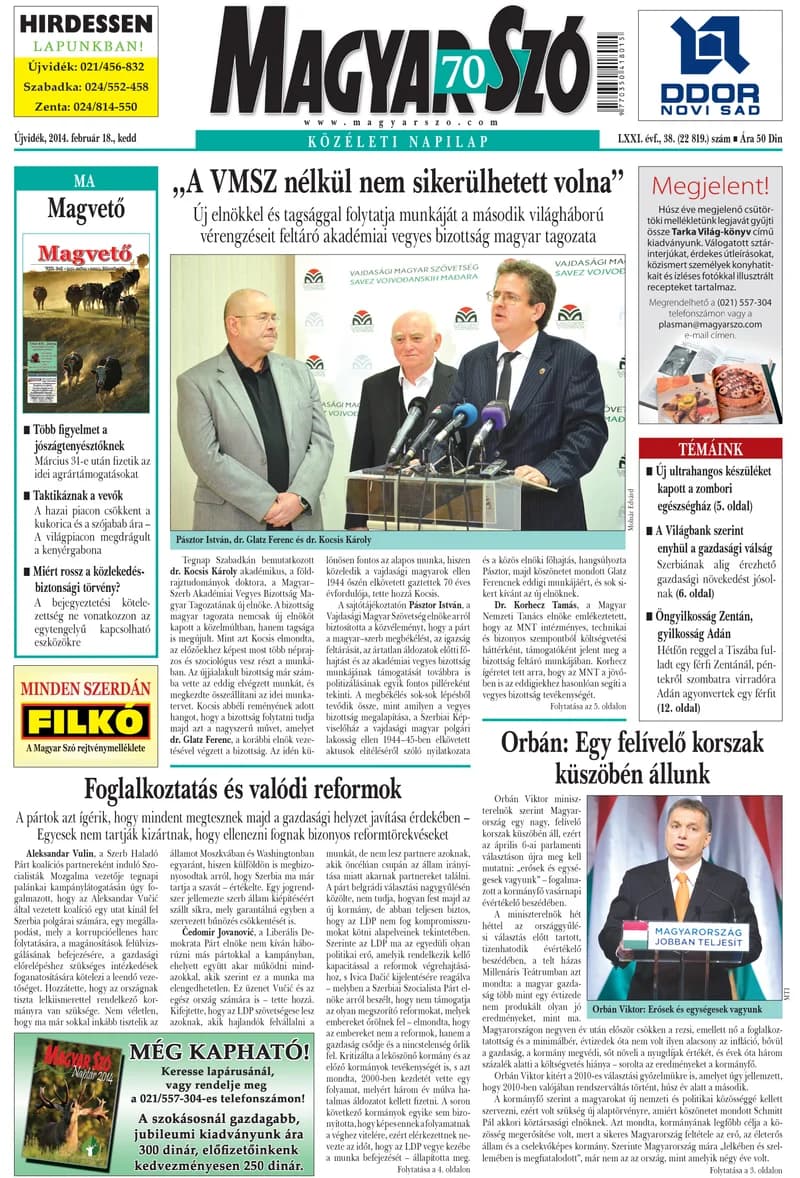 Magyar Szó, 71. évf. 2014. február 18. 38. sz. 1–20. oldal