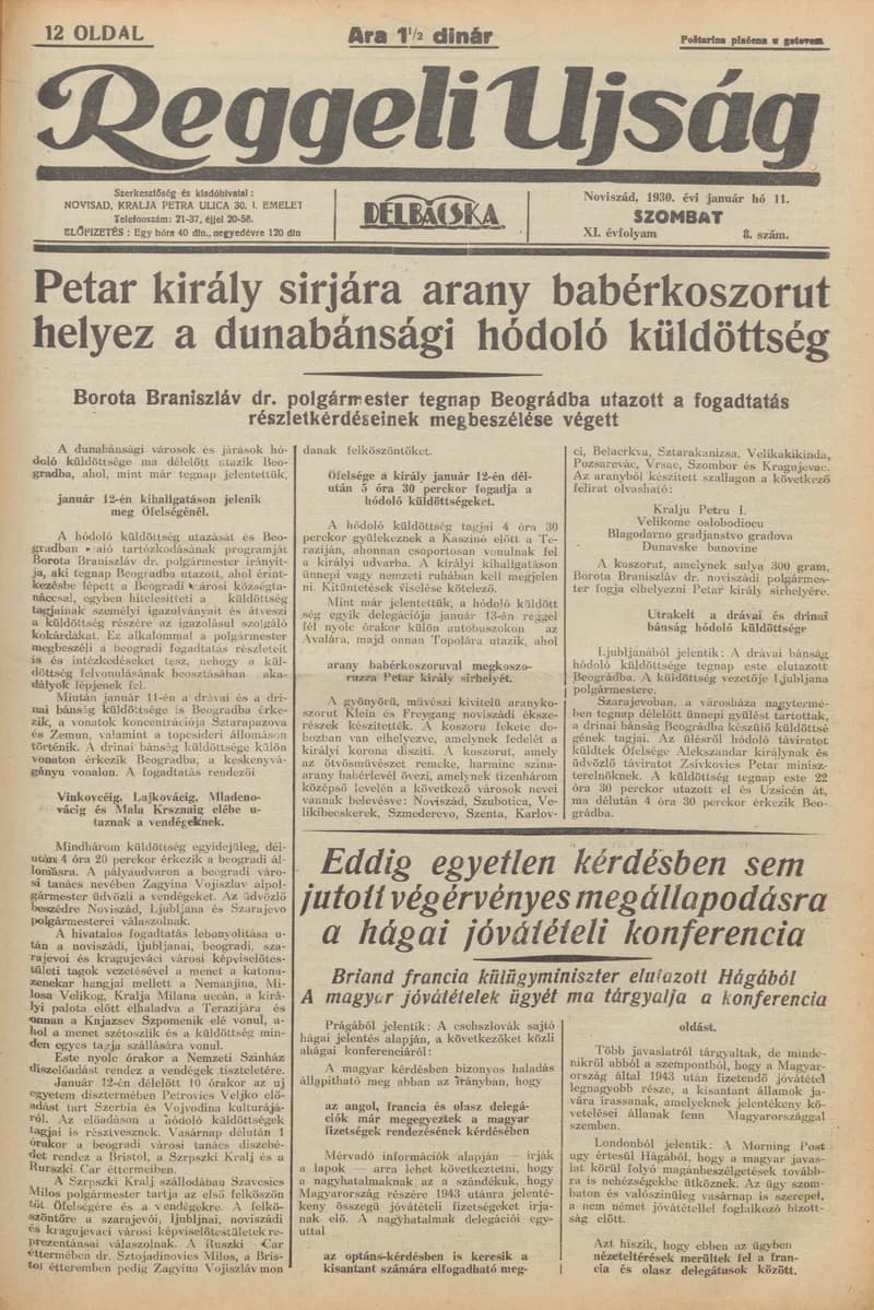 Reggeli Újság, 11. évf. 1930. január 11. 8. sz.