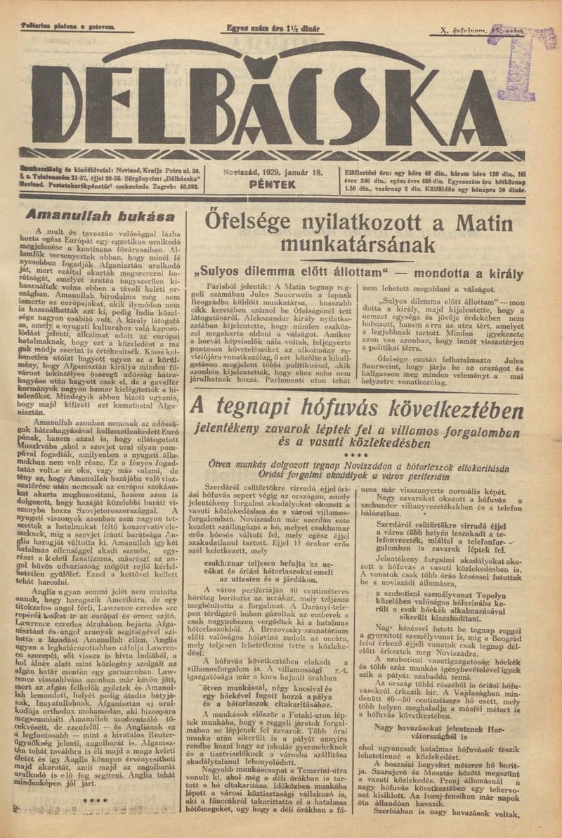 Délbácska, 10. évf. 1929. január 18. 15. sz.