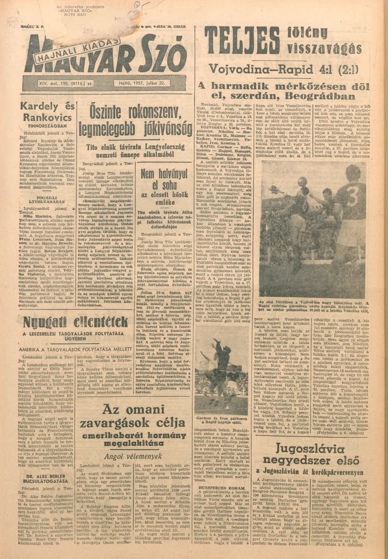 Magyar Szó, 14. évf. 1957. július 22. 198. sz. 1–12. oldal